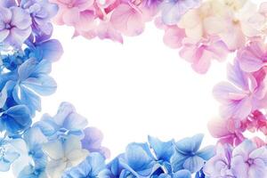 A floral banner with pastel-colored flowers and a spacious blank area in the center for text. photo