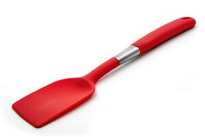 A red silicone spatula isolated on a white background. photo