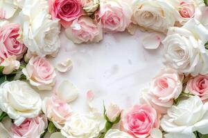 A delicate rose border with an empty space for your design. photo