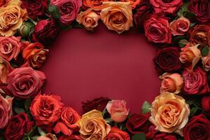 A lush rose frame with an open area for customization. photo