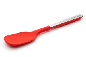 A red silicone spatula isolated on a white background. photo