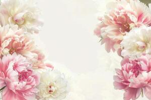 Banner with peonies and empty space for design. photo