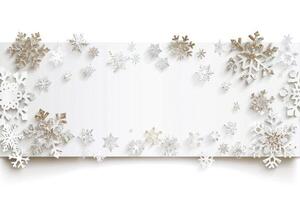 Christmas banner with a snowy background and empty space for design. photo