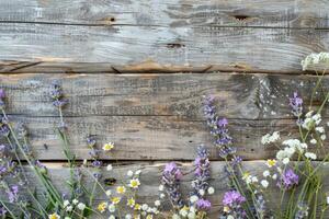 Rustic small flower bouquet with empty space on top. photo