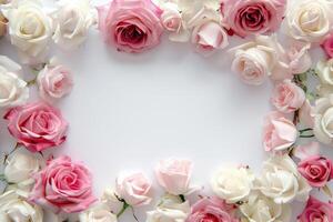 A delicate rose border with an empty space for your design. photo