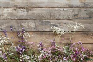 Rustic small flower bouquet with empty space on top. photo