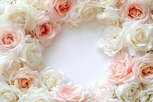 A delicate rose border with an empty space for your design. photo