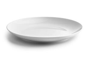 A white ceramic plate isolated on a white background. photo