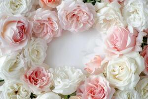 A delicate rose border with an empty space for your design. photo