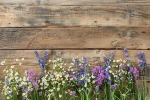Rustic small flower bouquet with empty space on top. photo