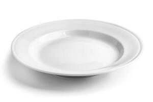 A white ceramic plate isolated on a white background. photo