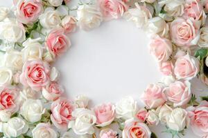 A delicate rose border with an empty space for your design. photo