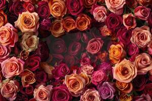 A lush rose frame with an open area for customization. photo