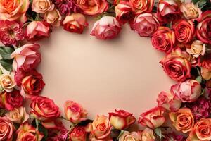 A lush rose frame with an open area for customization. photo