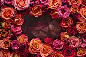 A lush rose frame with an open area for customization. photo
