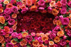 A lush rose frame with an open area for customization. photo