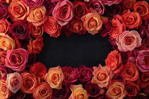 A lush rose frame with an open area for customization. photo