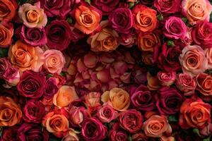 A lush rose frame with an open area for customization. photo