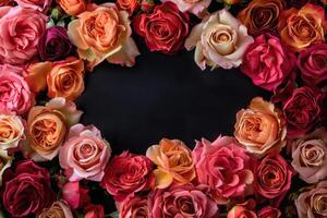 A lush rose frame with an open area for customization. photo