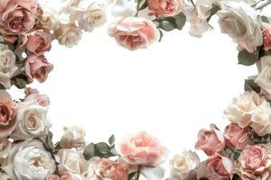 A delicate rose border with an empty space for your design. photo