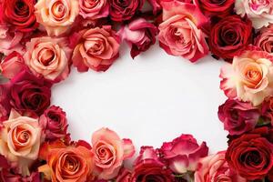 A lush rose frame with an open area for customization. photo
