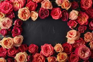 A lush rose frame with an open area for customization. photo