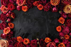 A lush rose frame with an open area for customization. photo