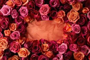 A lush rose frame with an open area for customization. photo