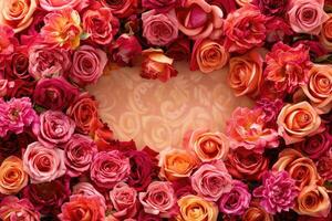 A lush rose frame with an open area for customization. photo