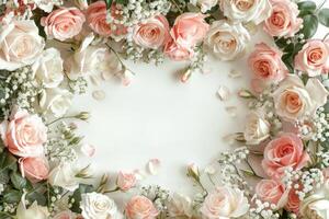 A delicate rose border with an empty space for your design. photo