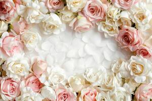 A delicate rose border with an empty space for your design. photo
