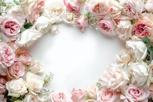 A delicate rose border with an empty space for your design. photo