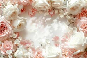 A delicate rose border with an empty space for your design. photo