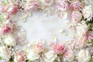 A delicate rose border with an empty space for your design. photo
