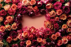 A lush rose frame with an open area for customization. photo