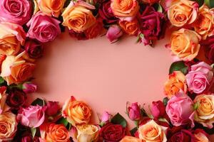 A lush rose frame with an open area for customization. photo