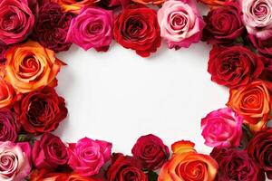 A lush rose frame with an open area for customization. photo
