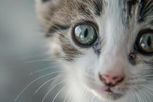 Close-up of a cute kitten's face. photo