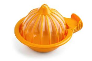 Plastic citrus juicer on a white background. photo