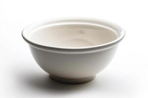 White ceramic mixing bowl on a white background. photo