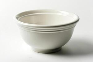 White ceramic mixing bowl on a white background. photo