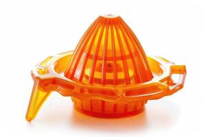 Plastic citrus juicer on a white background. photo