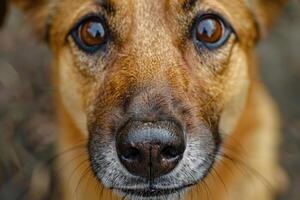 Close-up of a friendly dog's face. photo