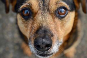 Close-up of a friendly dog's face. photo