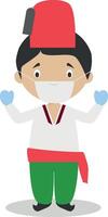 Character from Turkey dressed in the traditional way and with surgical mask and latex gloves as protection against a health emergency vector