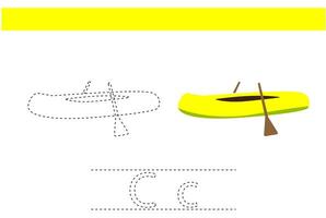 canoe boat object trace handwriting practice children book design vector