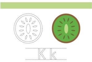 kiwi fruit trace for kids handwriting practice child book exercise design vector