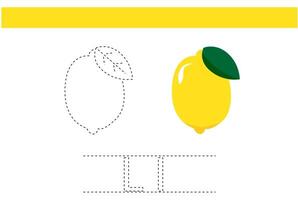 lemon fruit trace for kids handwriting practice child book exercise design vector