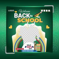 Social media post design template for back-to-school. vector