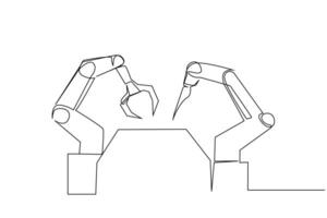 robot robotic machine factory employee industry technology work one line art design vector